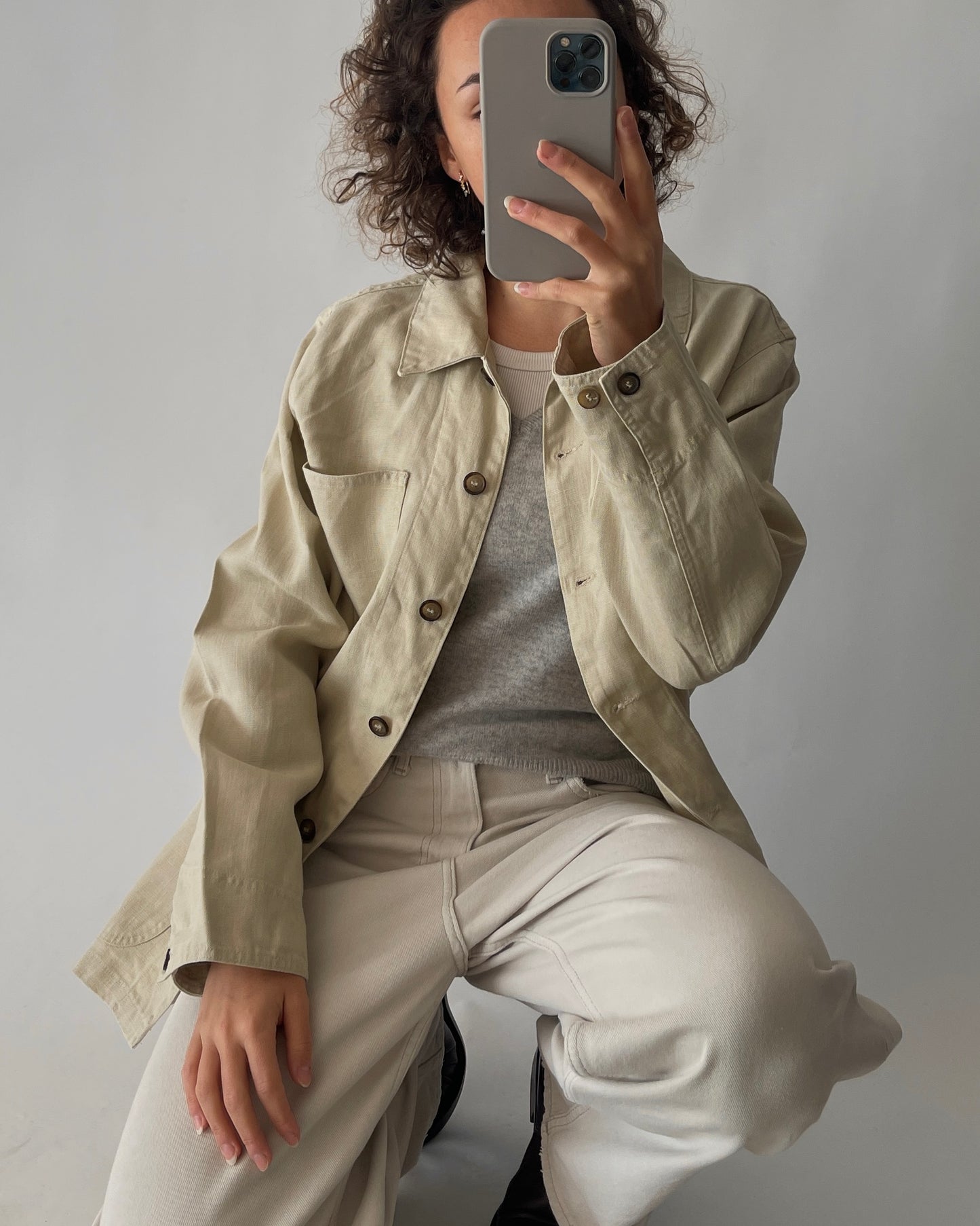 Caroll Sport Light Beige Linen Overshirt