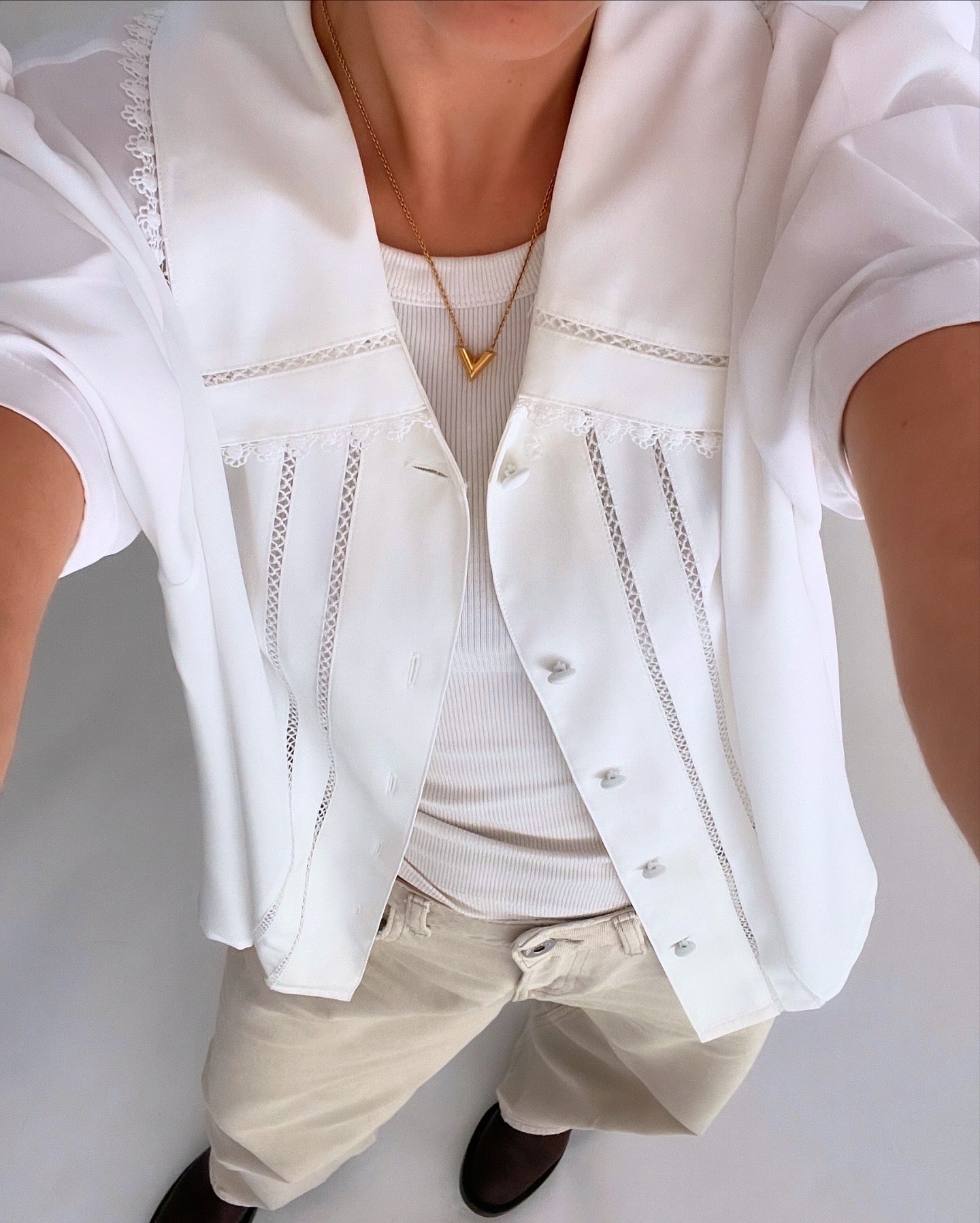 Vintage White blouse with short sleeves