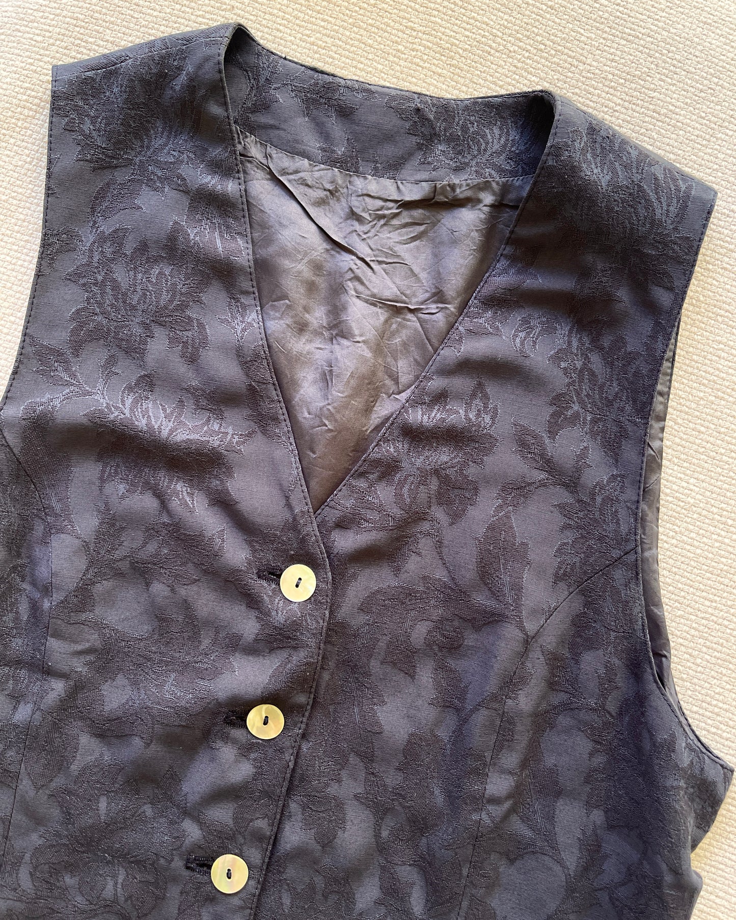 Vintage blue gilet with flowers