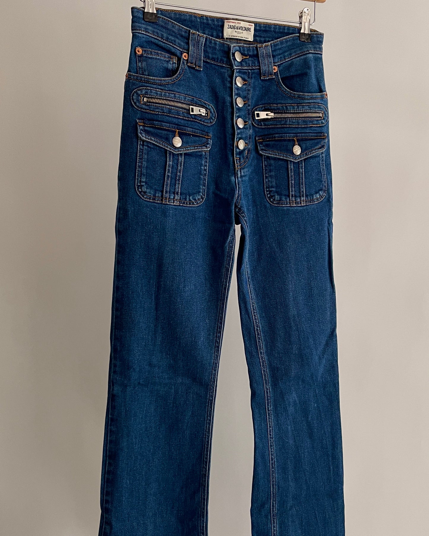 Zadig & Voltaire High-Waisted Button-Up Jeans with Zipper Pockets