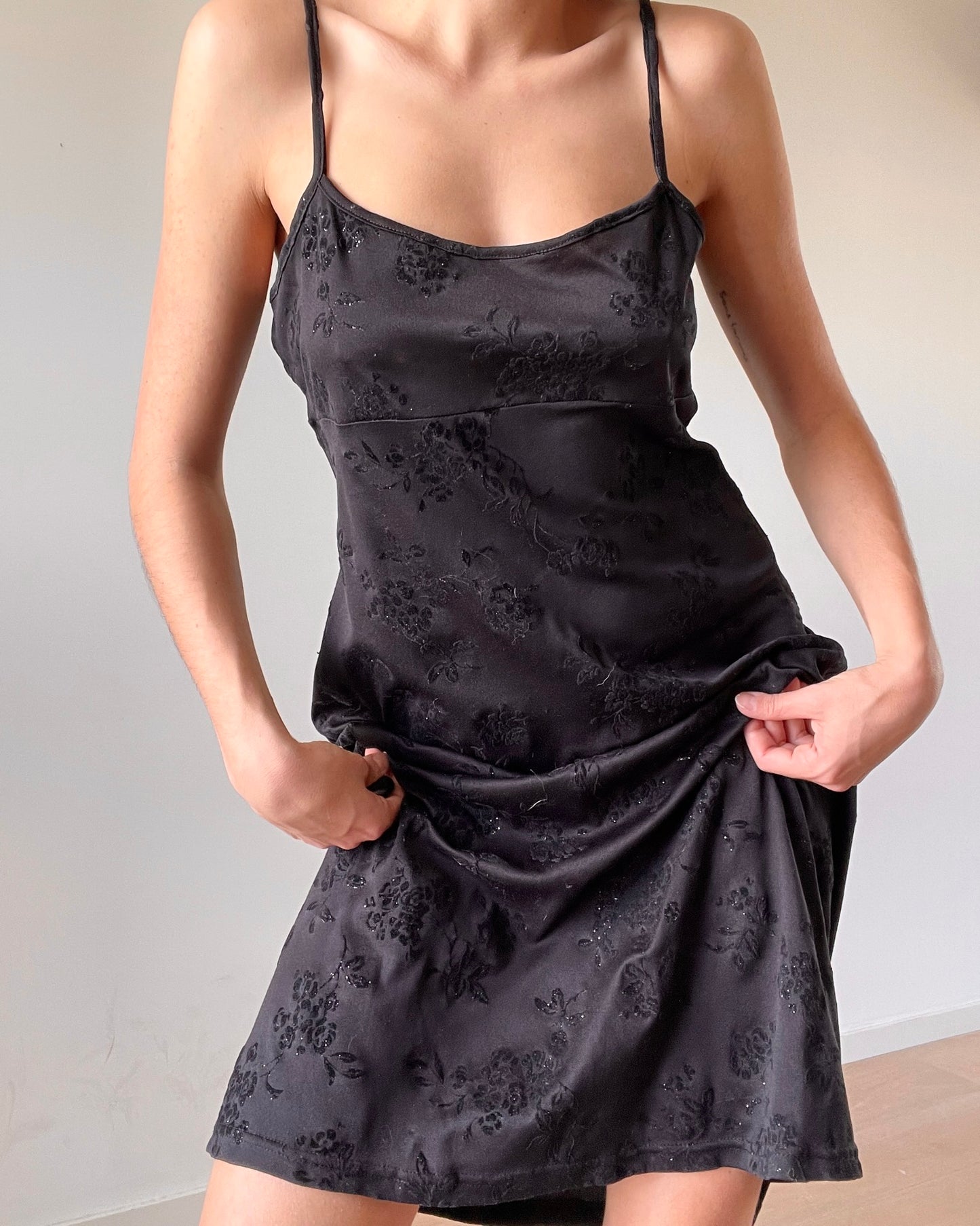 Black dress with flowers