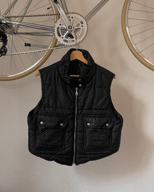 Vintage Black quilted vest with zip