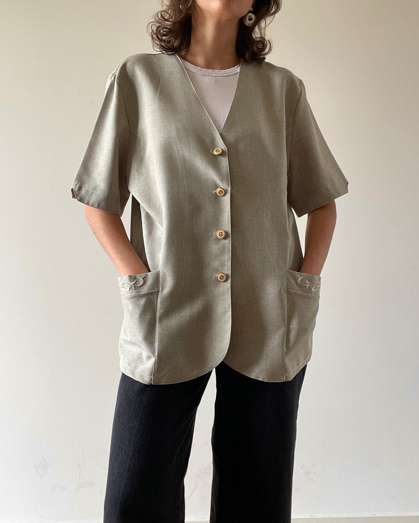 Vintage grey cardigan with short sleeves