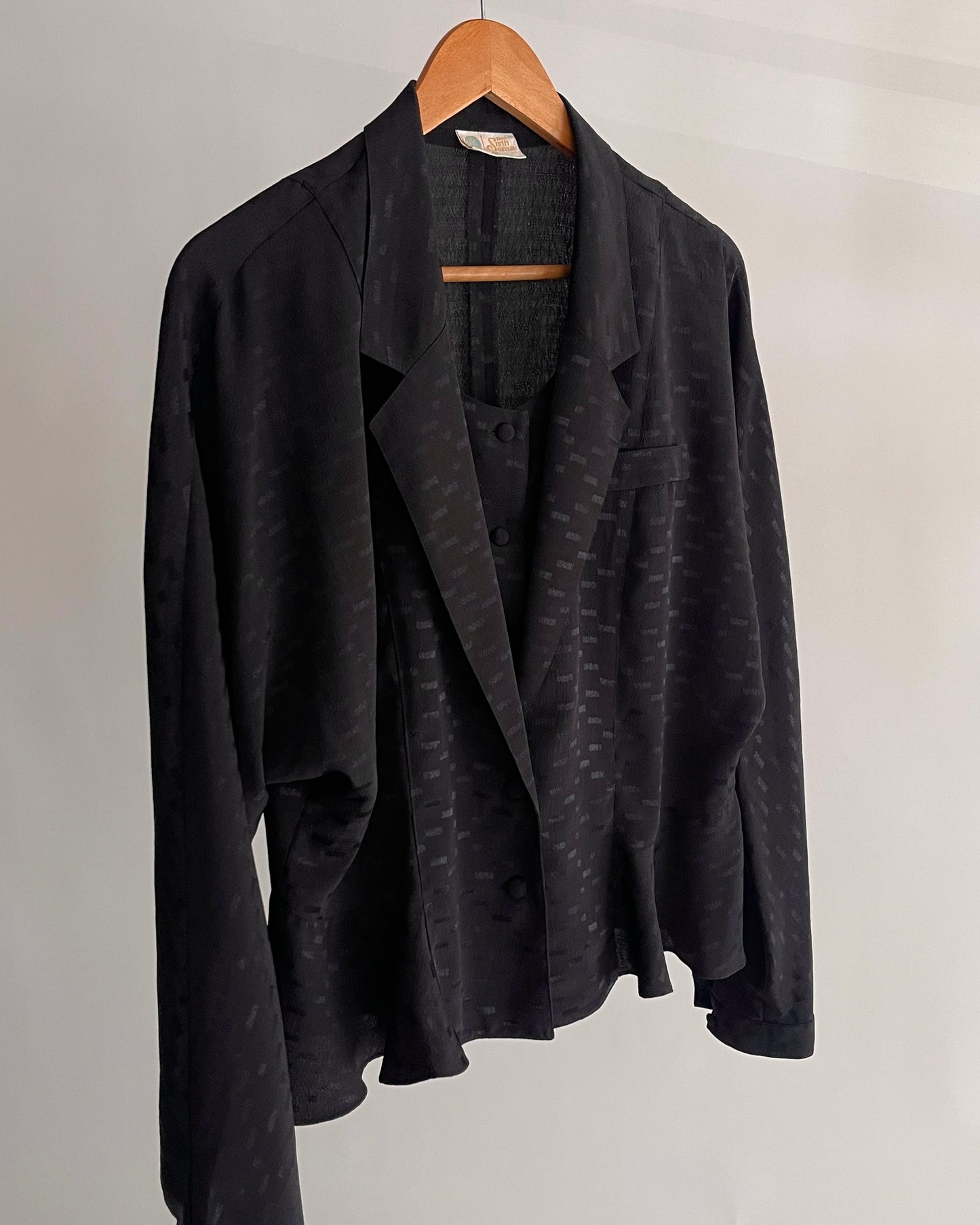 Vintage Black Blazer with Textured Details