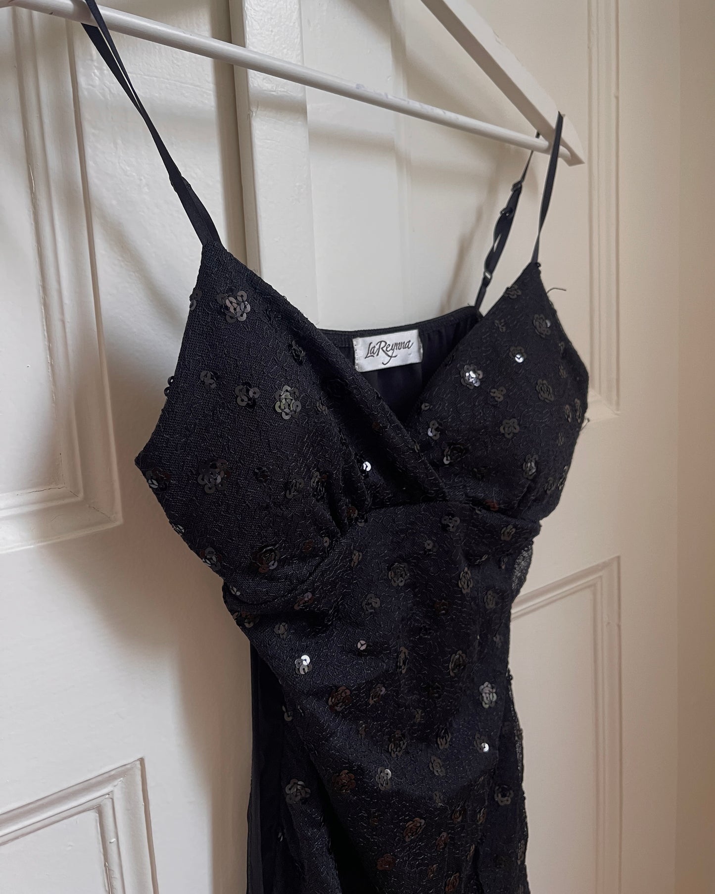 La Reina Black Sequin Camisole Top