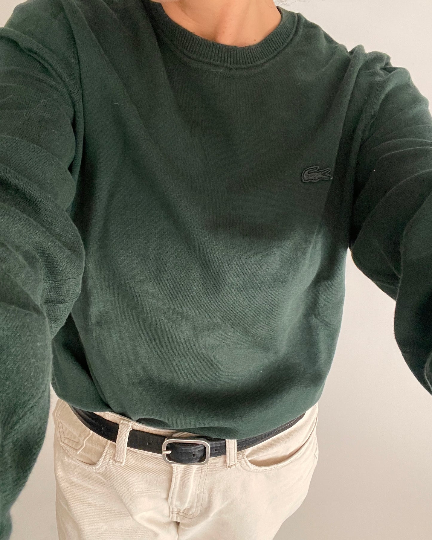 Lacoste Dark Green Crew Neck Sweater - 100% Cotton