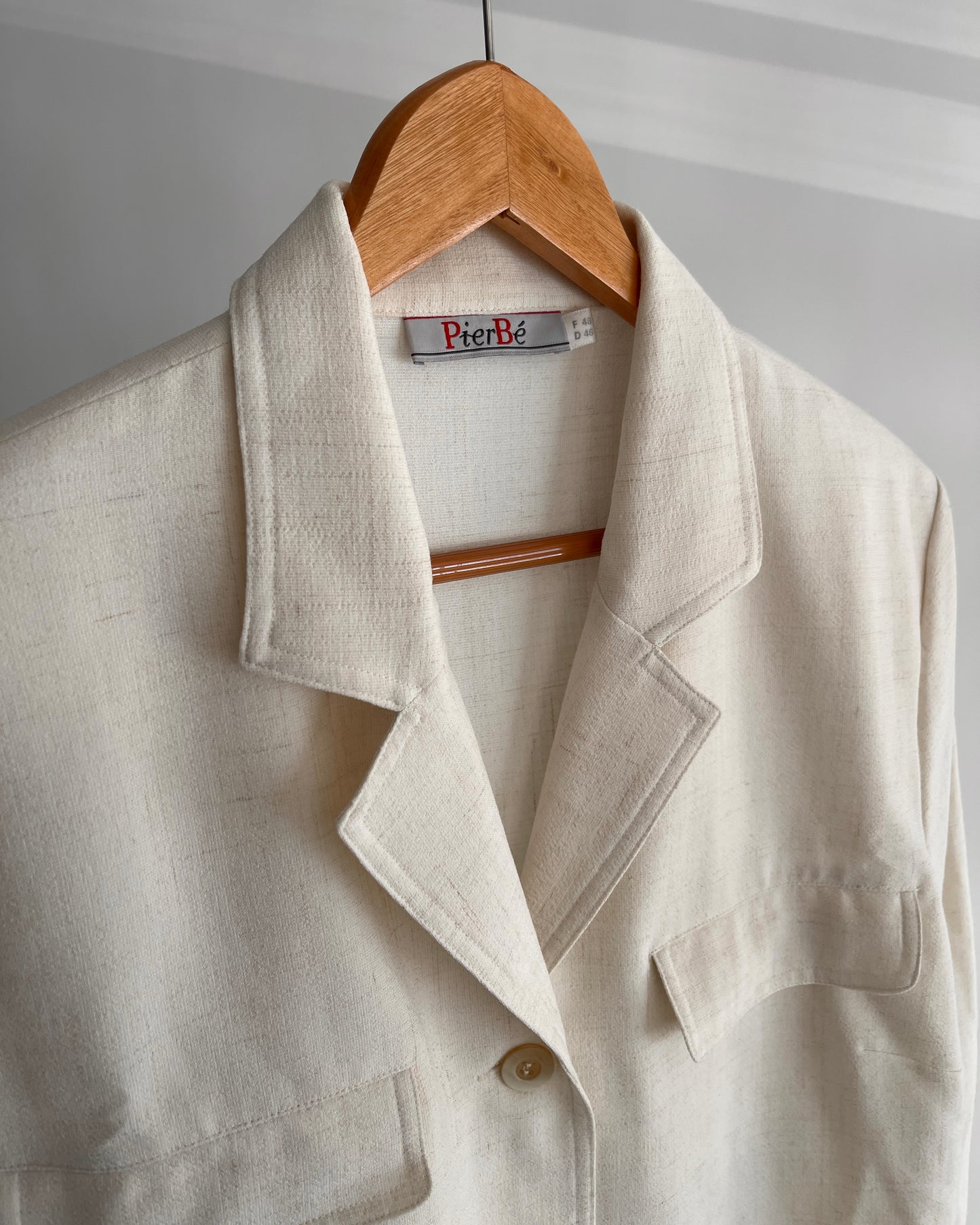 Vintage Beige Oversized Blazer with Linen Blend - Pier Bé