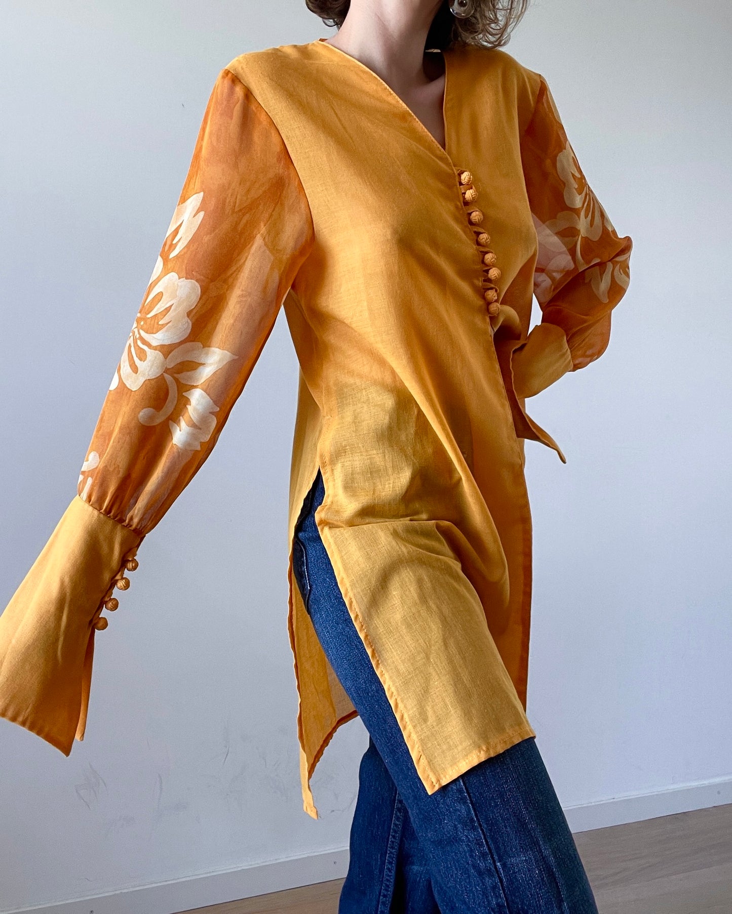 Long orange blouse