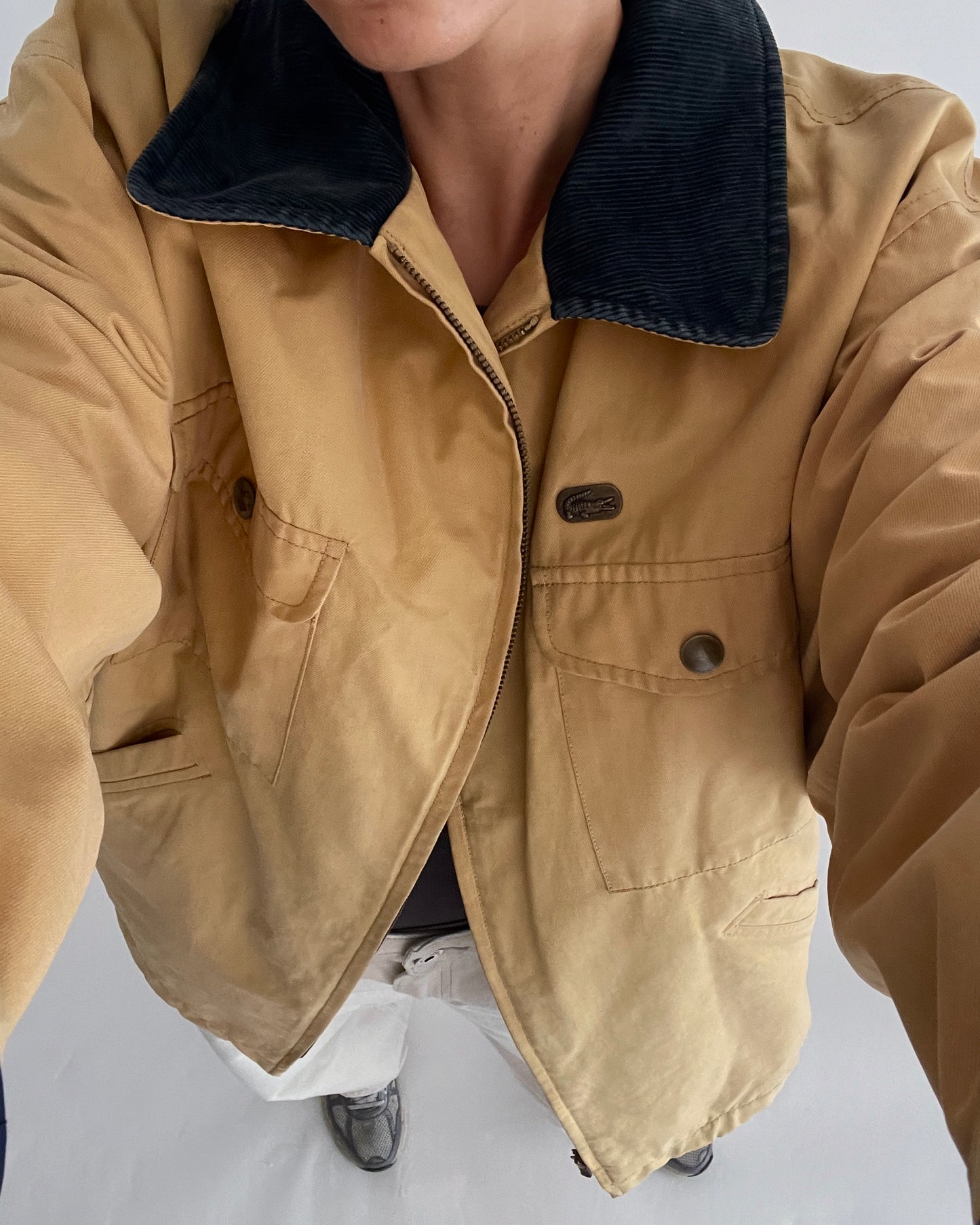 Lacoste Sport Vintage Jacket in Mustard Yellow with Corduroy Collar