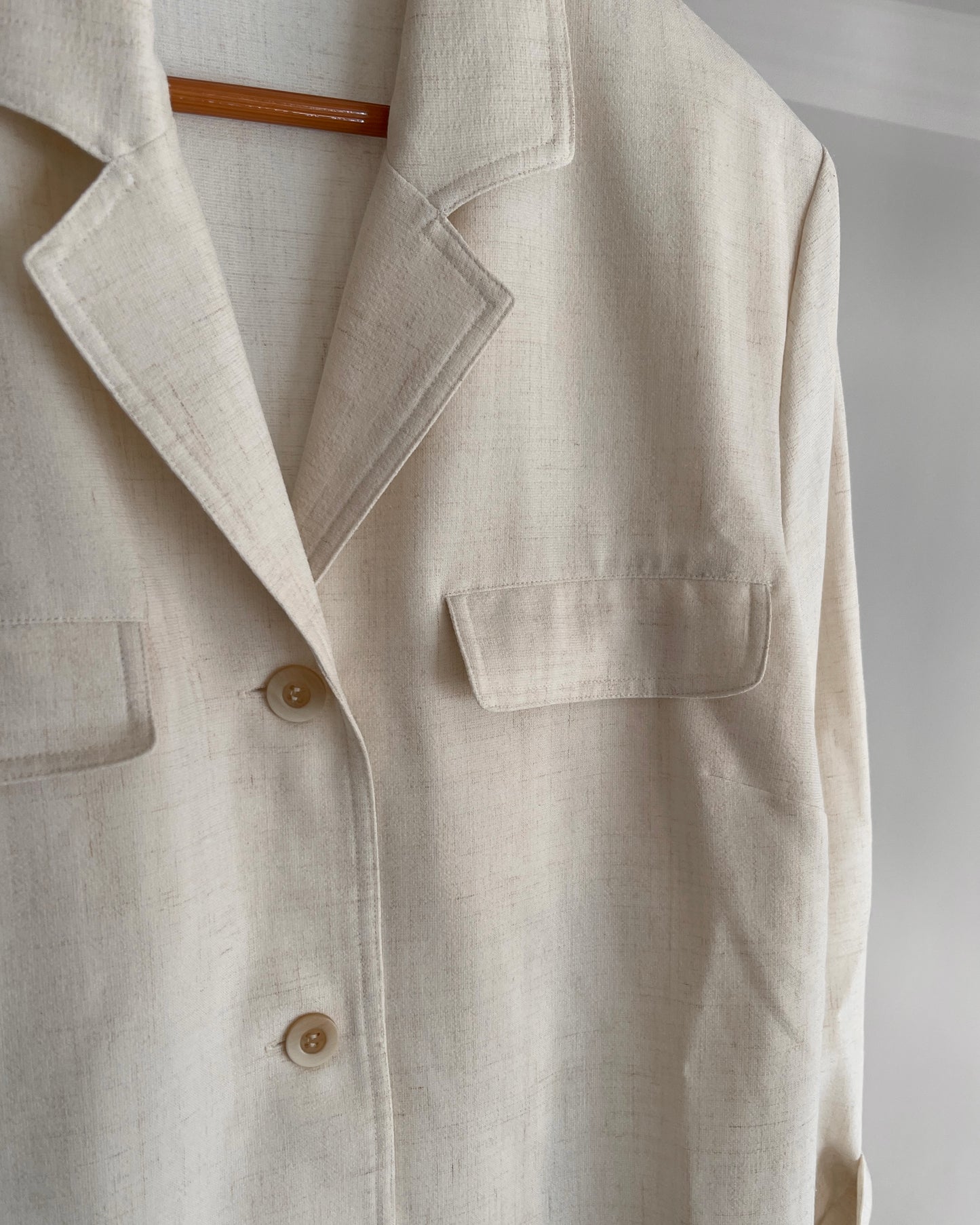 Vintage Beige Oversized Blazer with Linen Blend - Pier Bé