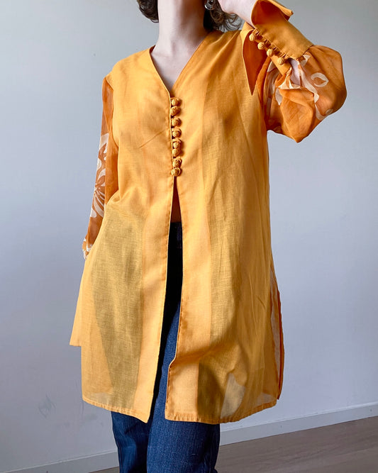 Long orange blouse