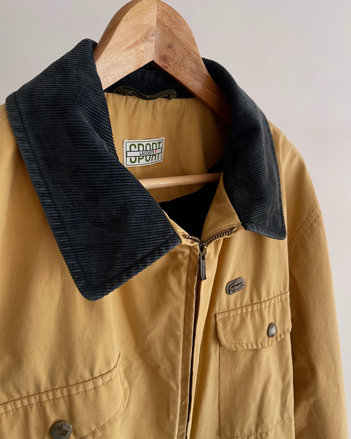 Lacoste Sport Vintage Jacket in Mustard Yellow with Corduroy Collar