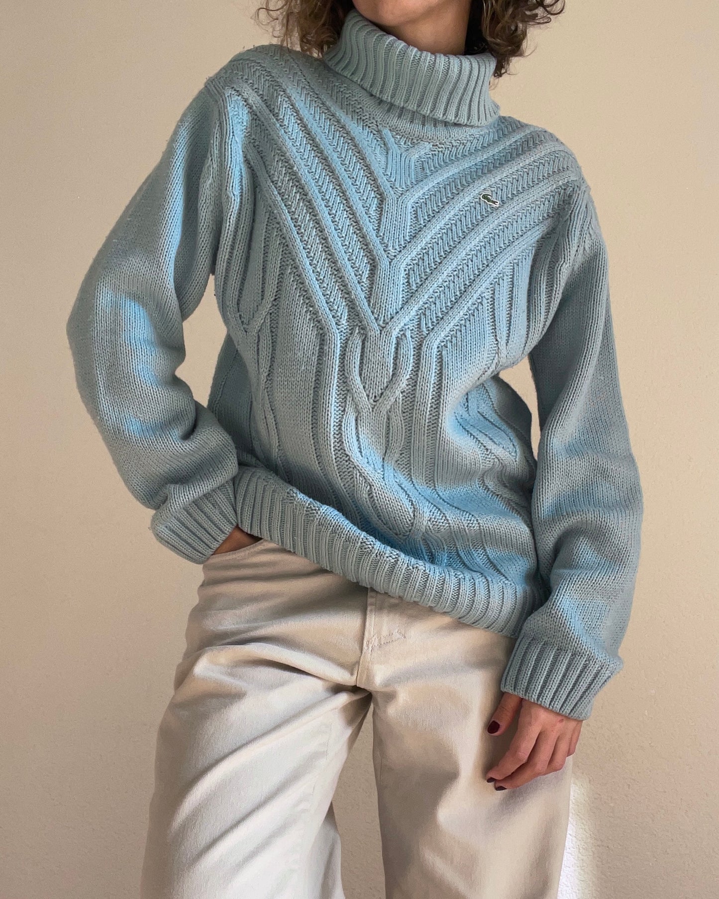 LACOSTE - Blue light turtle neck