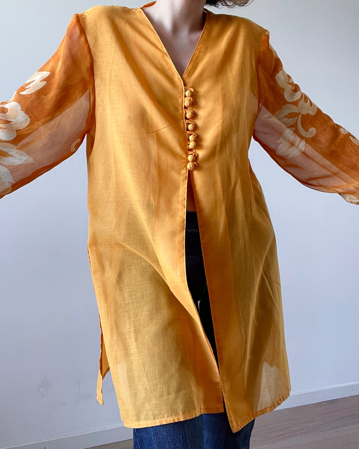 Long orange blouse