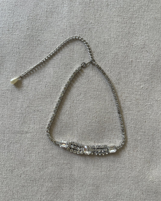 Silver necklace with rhinestones