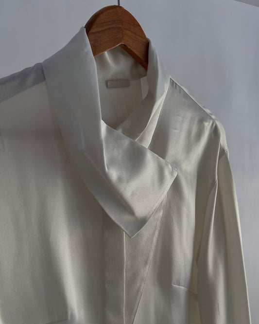 White satin shirt Swiss made