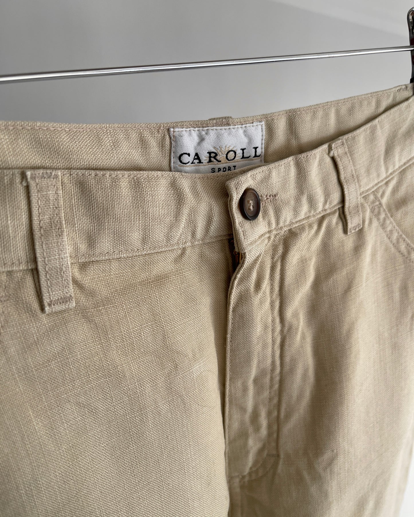 Vintage Caroll Sport Beige Linen-Blend Trousers