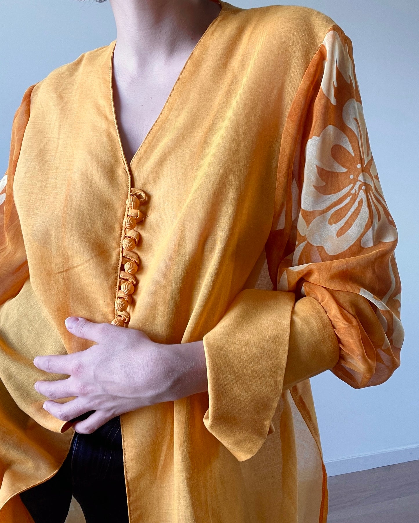 Long orange blouse