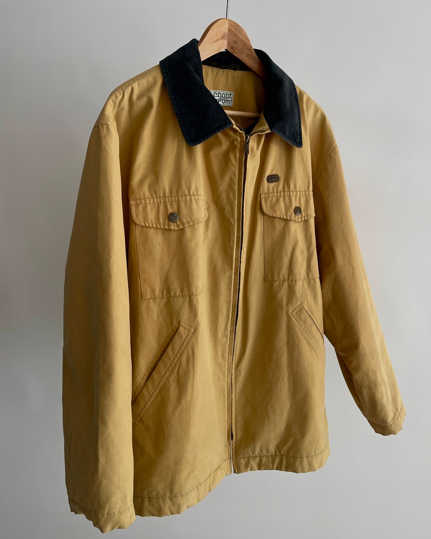 Lacoste Sport Vintage Jacket in Mustard Yellow with Corduroy Collar