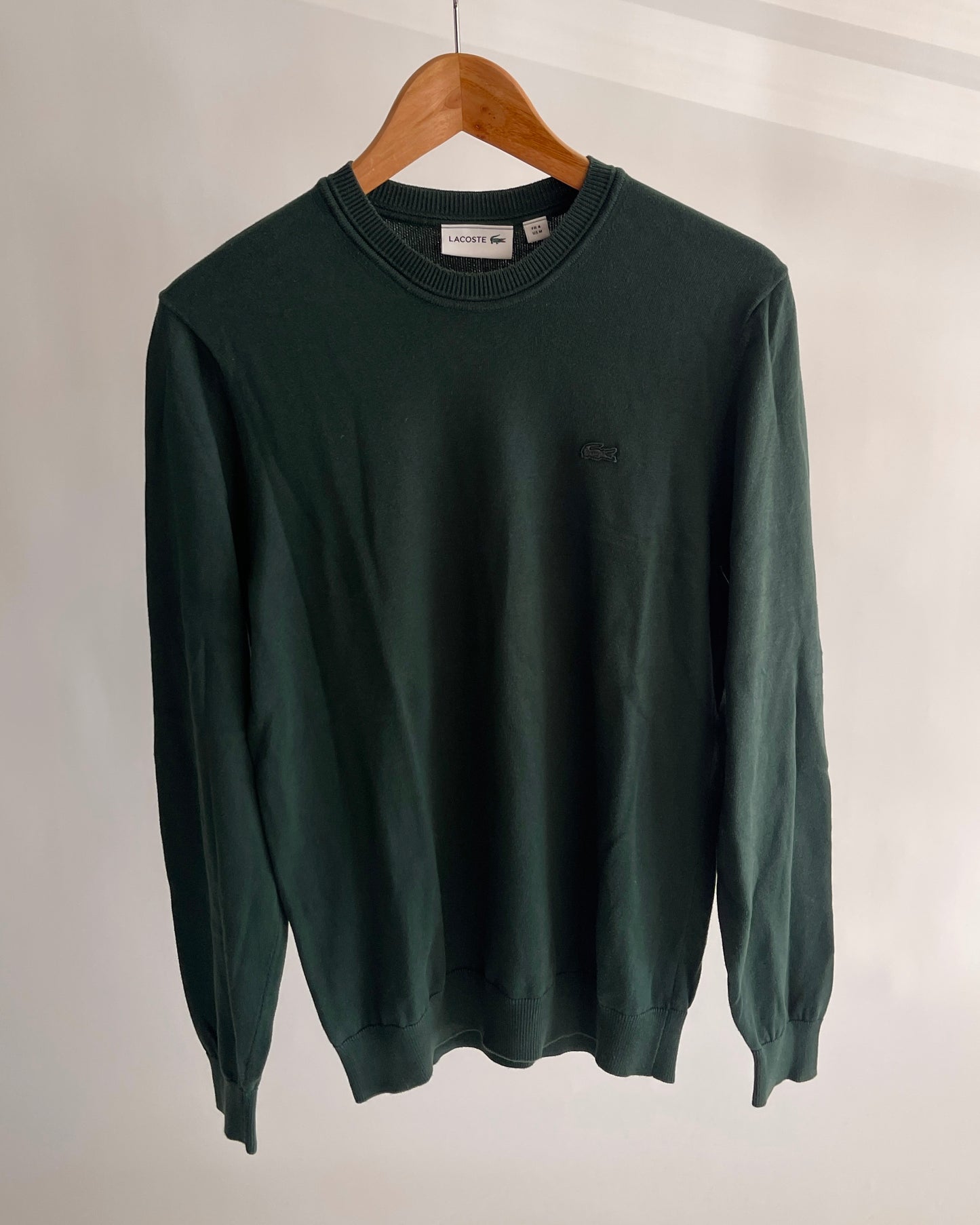 Lacoste Dark Green Crew Neck Sweater - 100% Cotton