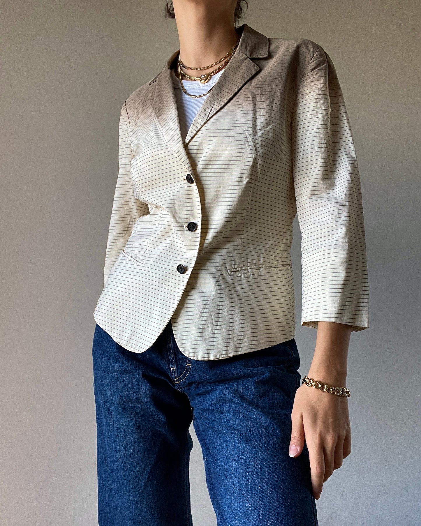 PRADA - White and braun blazer