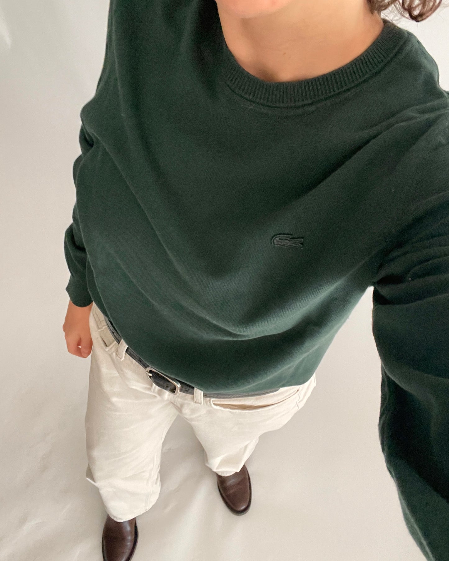 Lacoste Dark Green Crew Neck Sweater - 100% Cotton