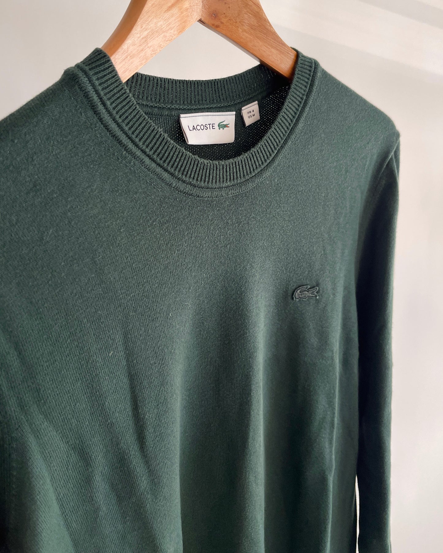 Lacoste Dark Green Crew Neck Sweater - 100% Cotton