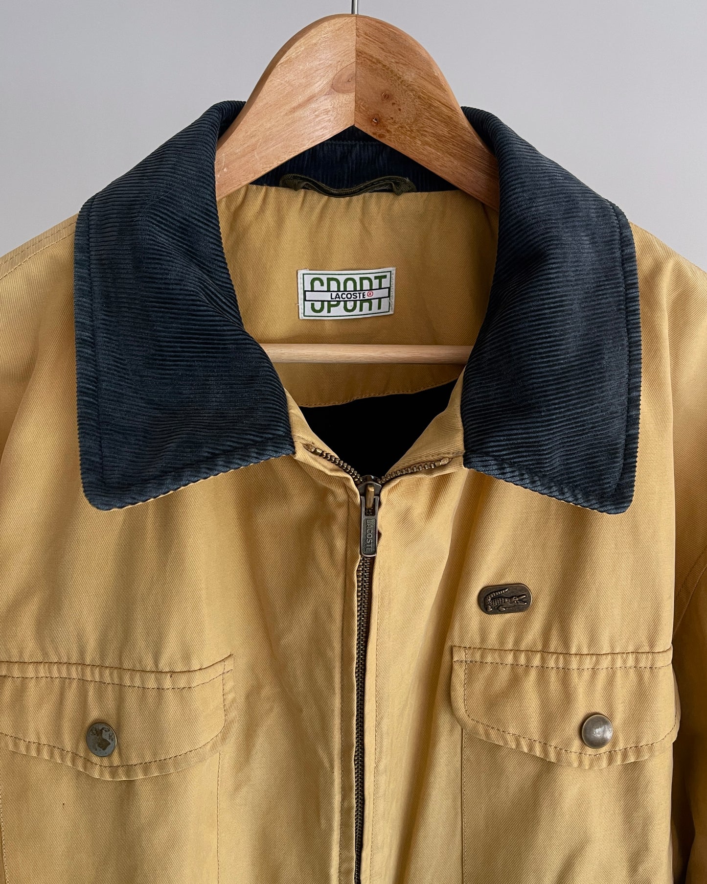 Lacoste Sport Vintage Jacket in Mustard Yellow with Corduroy Collar