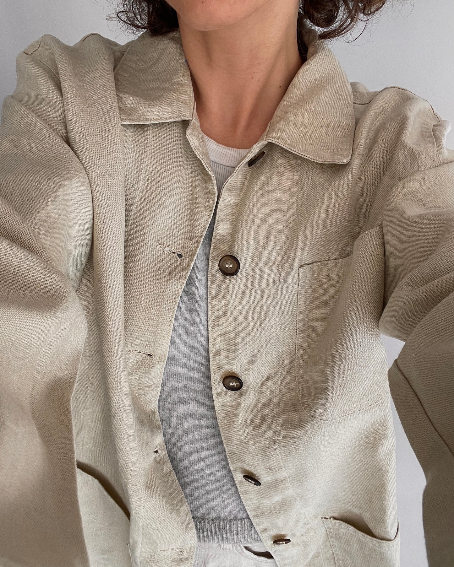 Caroll Sport Light Beige Linen Overshirt