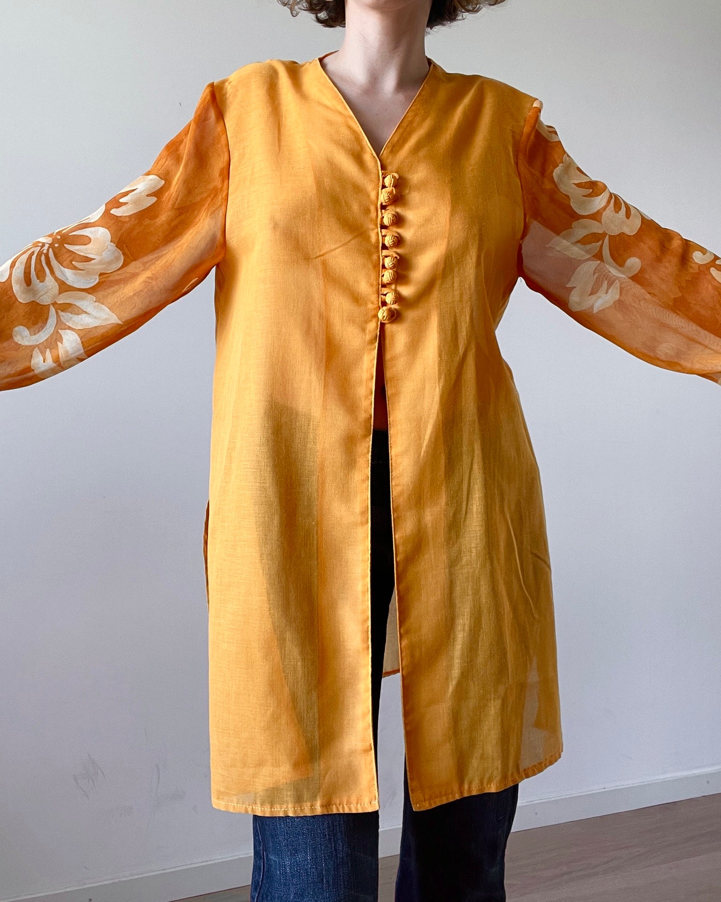 Long orange blouse