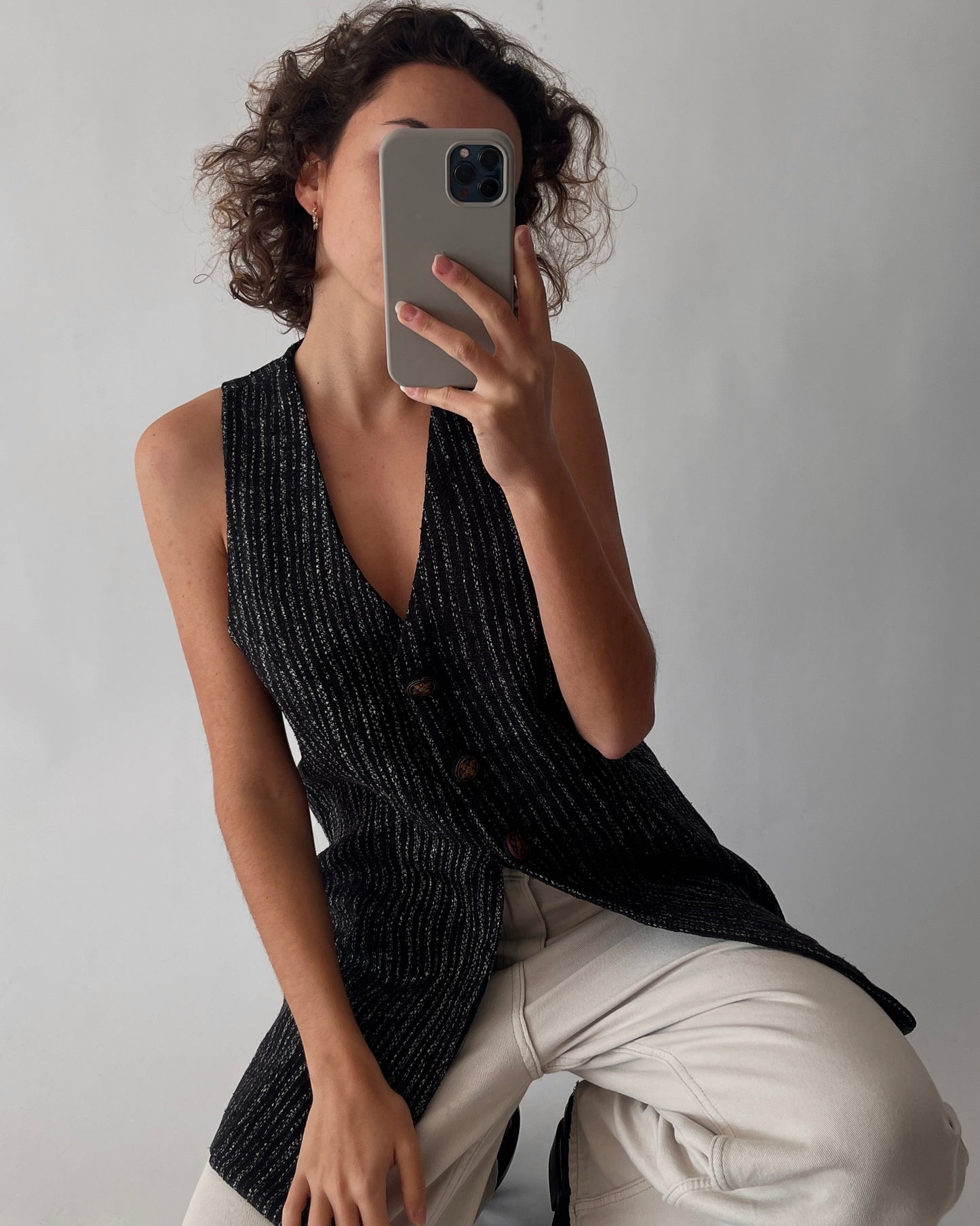 Vintage Textured Buttoned Vest