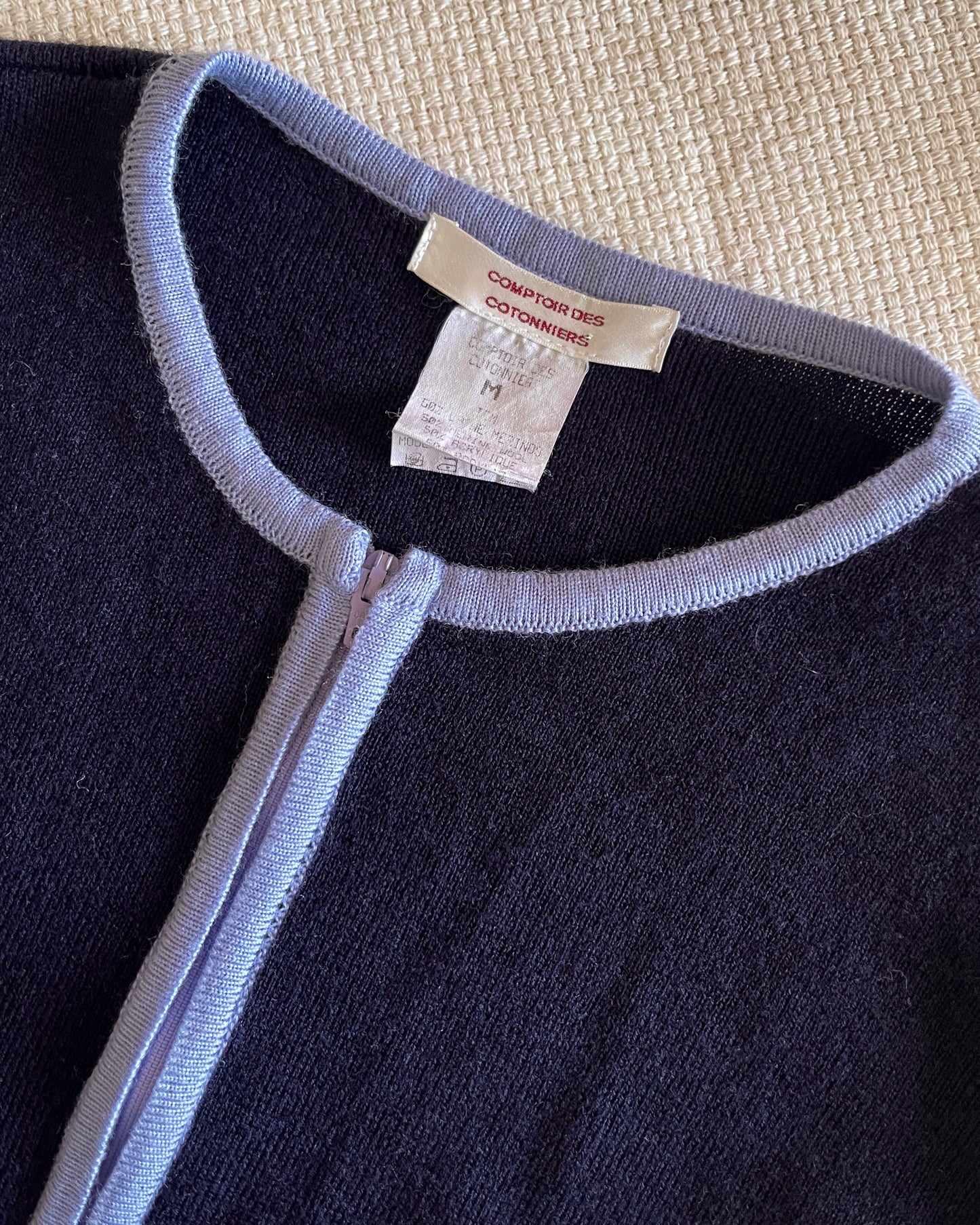 COMPTOIR DES COTONNIERS - Blue Navy Cardigan with mauve borders