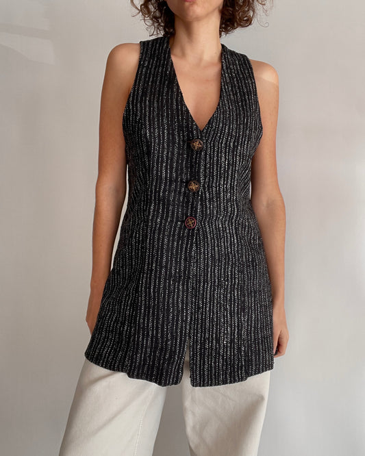 Vintage Textured Buttoned Vest