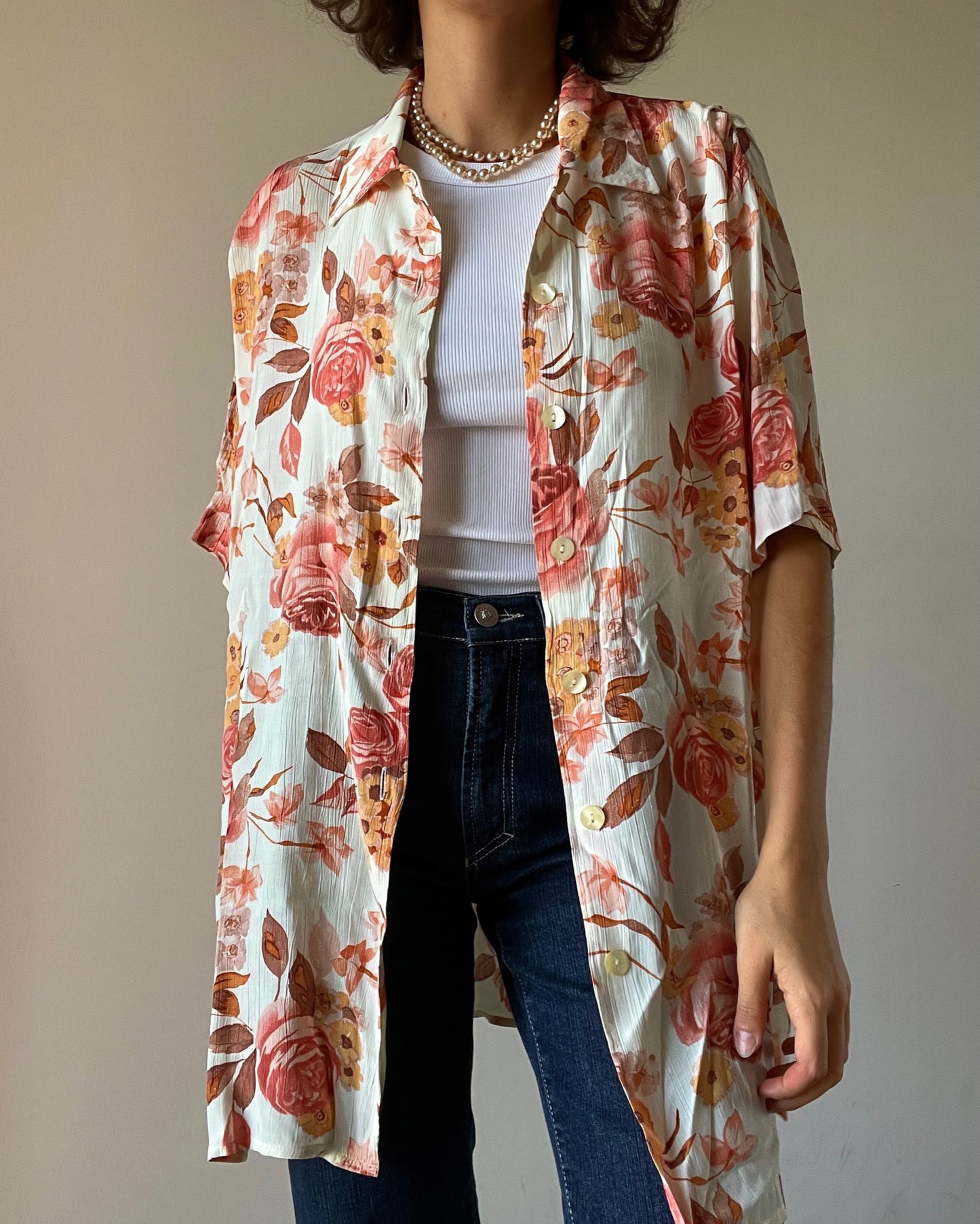 Vintage floral white shirt