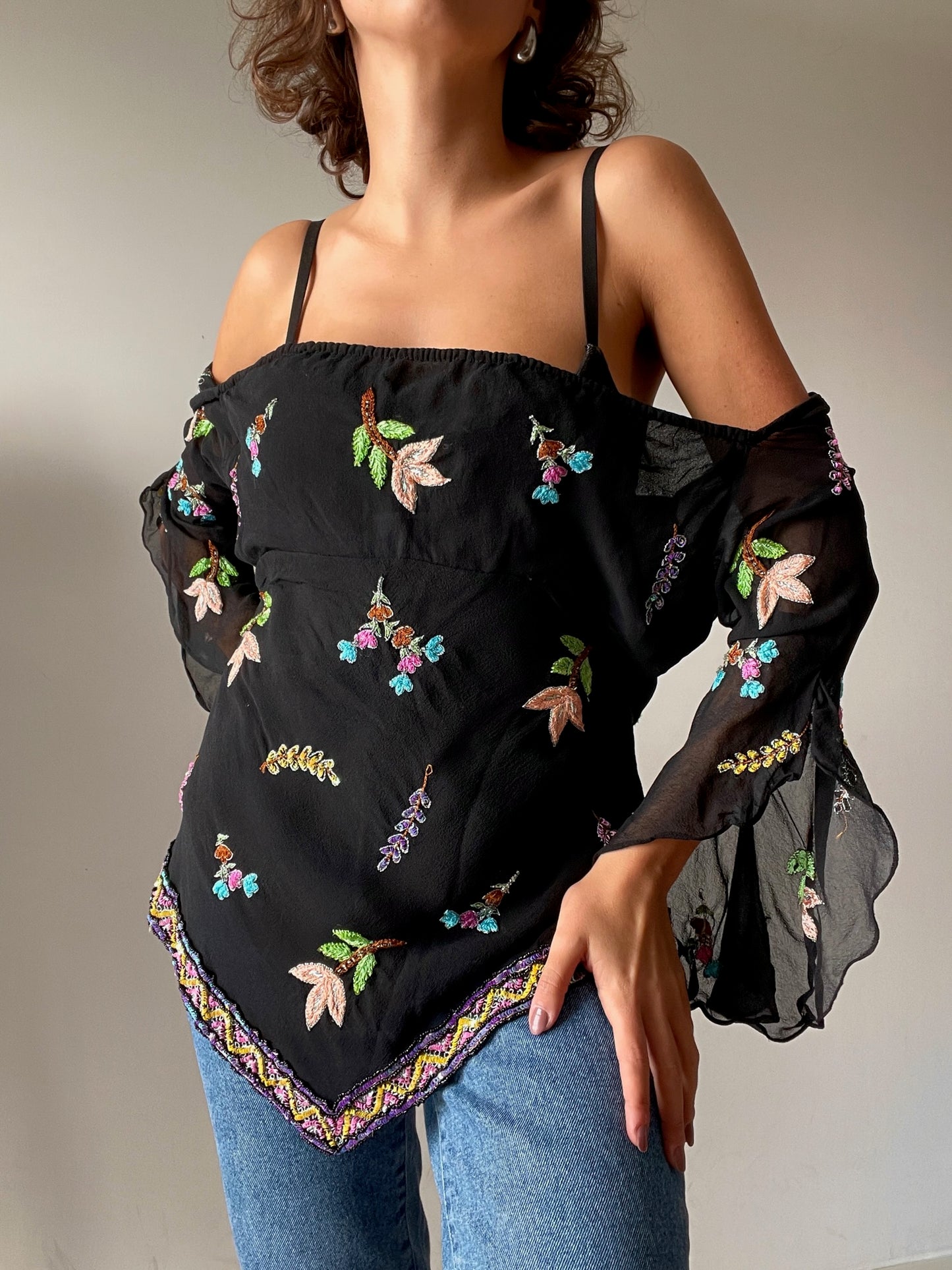 Indian top with embroidery in Silk