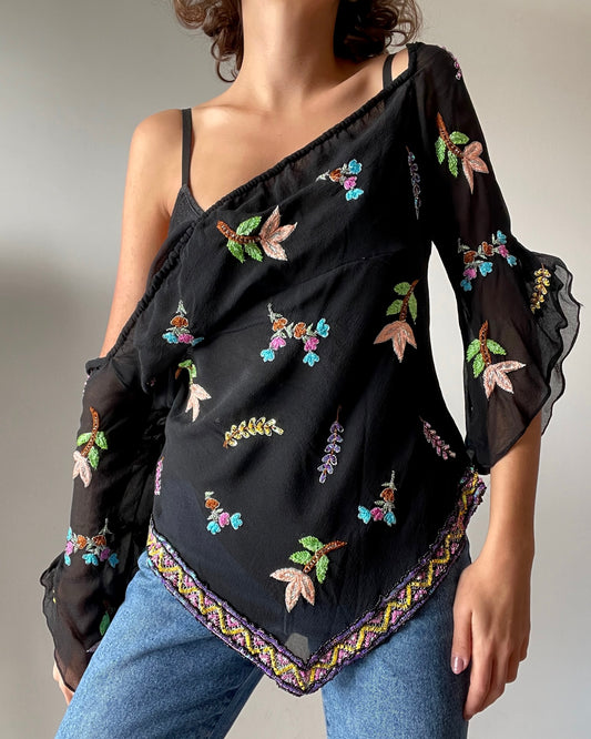 Indian top with embroidery in Silk