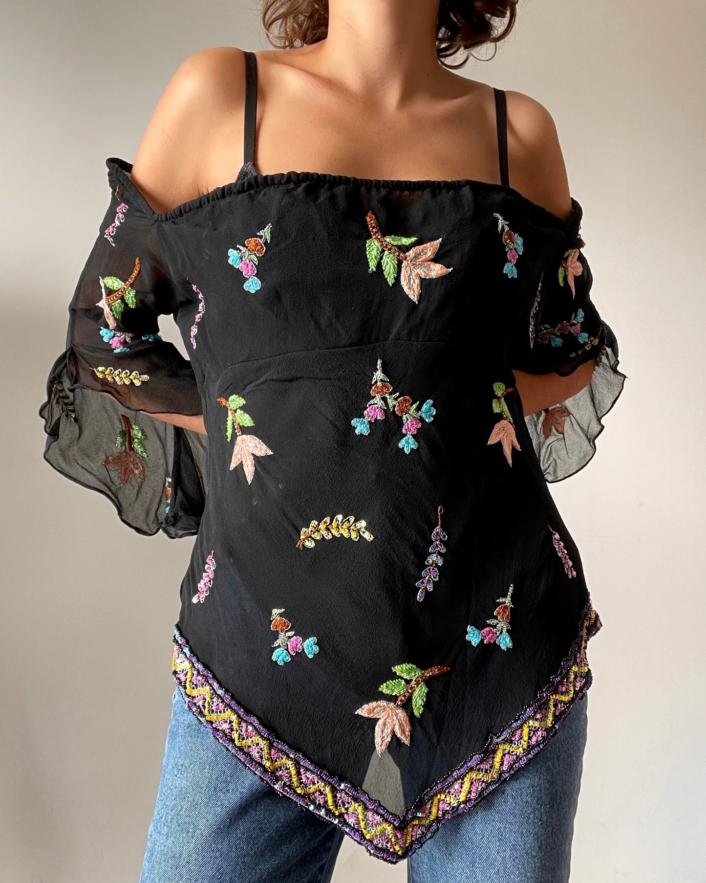 Indian top with embroidery in Silk