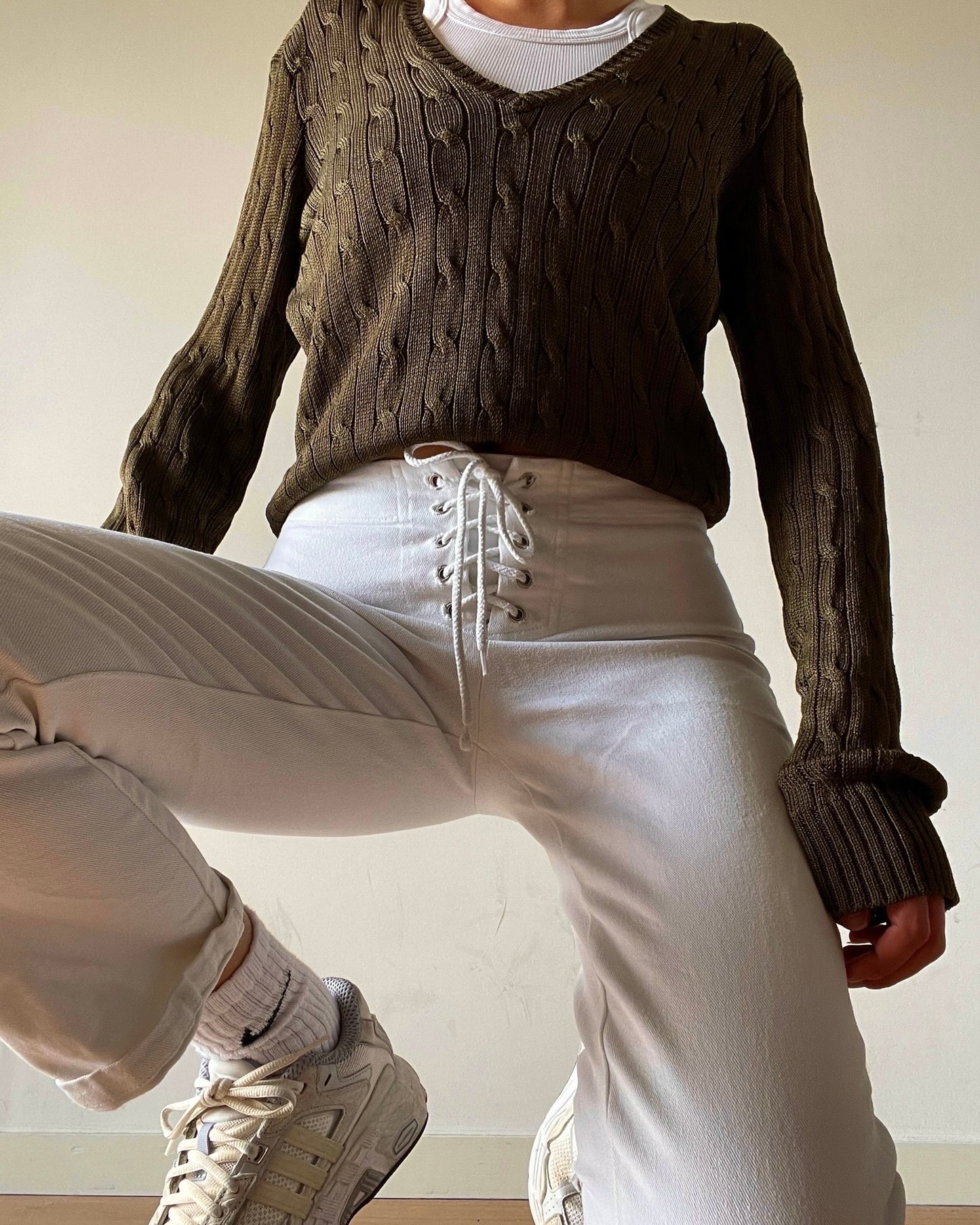 Vintage white pants with laces