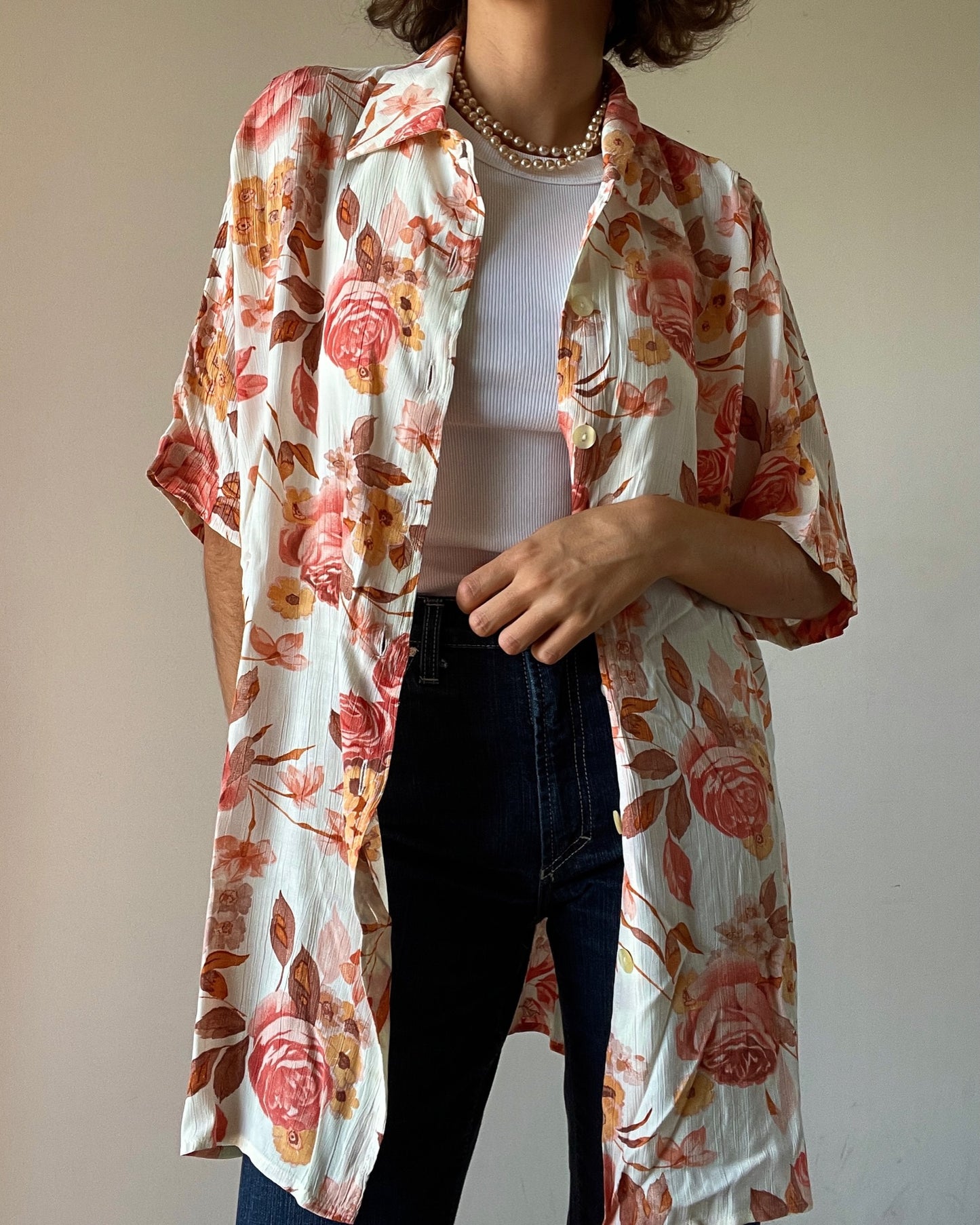 Vintage floral white shirt