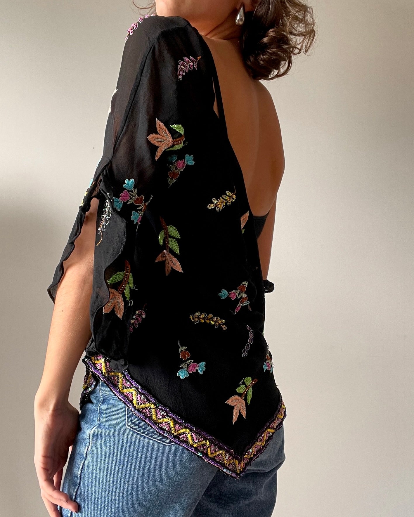 Indian top with embroidery in Silk