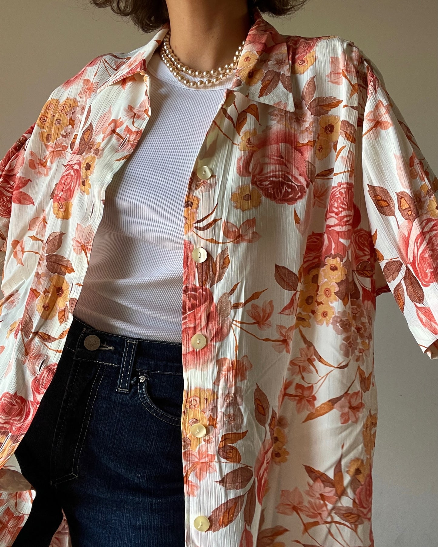 Vintage floral white shirt