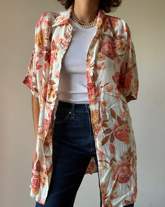 Vintage floral white shirt