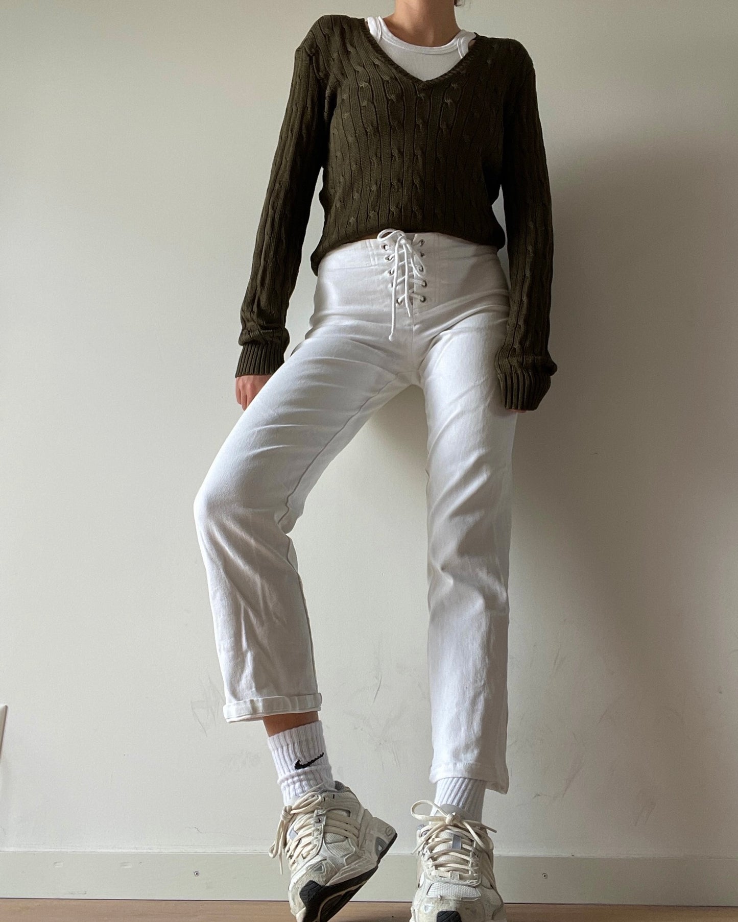 Vintage white pants with laces